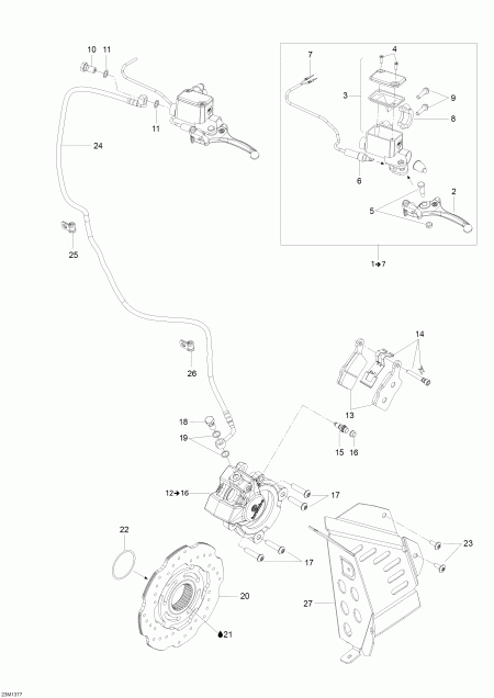 snowmobile Skidoo Skandic SWT 600 ACE (4-strokes) XU, 2013 - Brakes