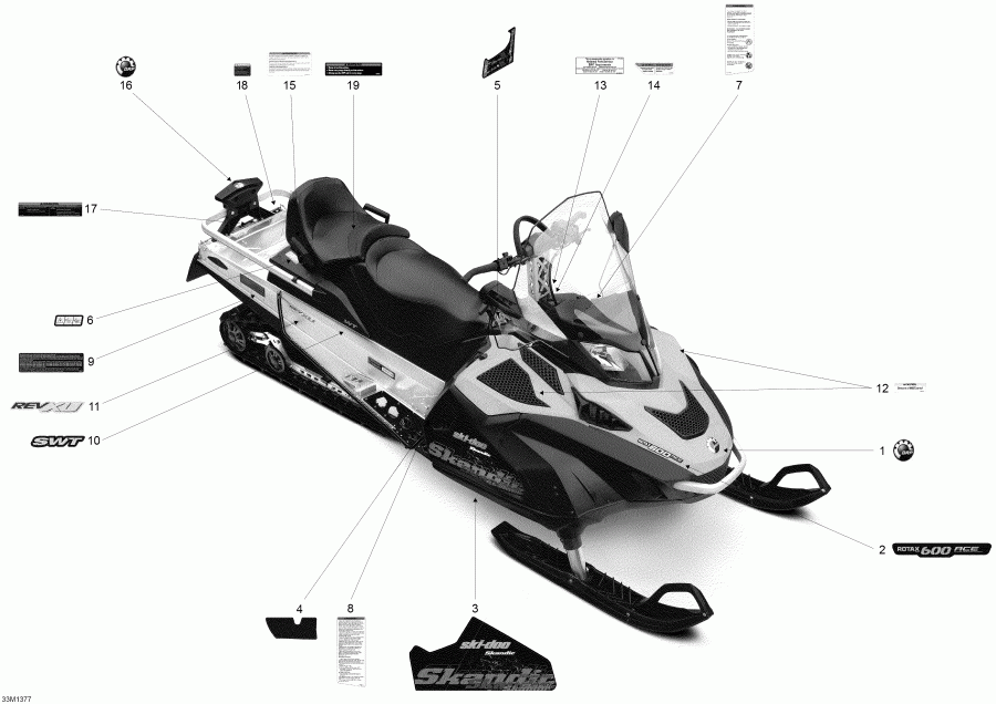 BRP SkiDoo Skandic SWT 600 ACE (4-strokes) XU, 2013  - Decals