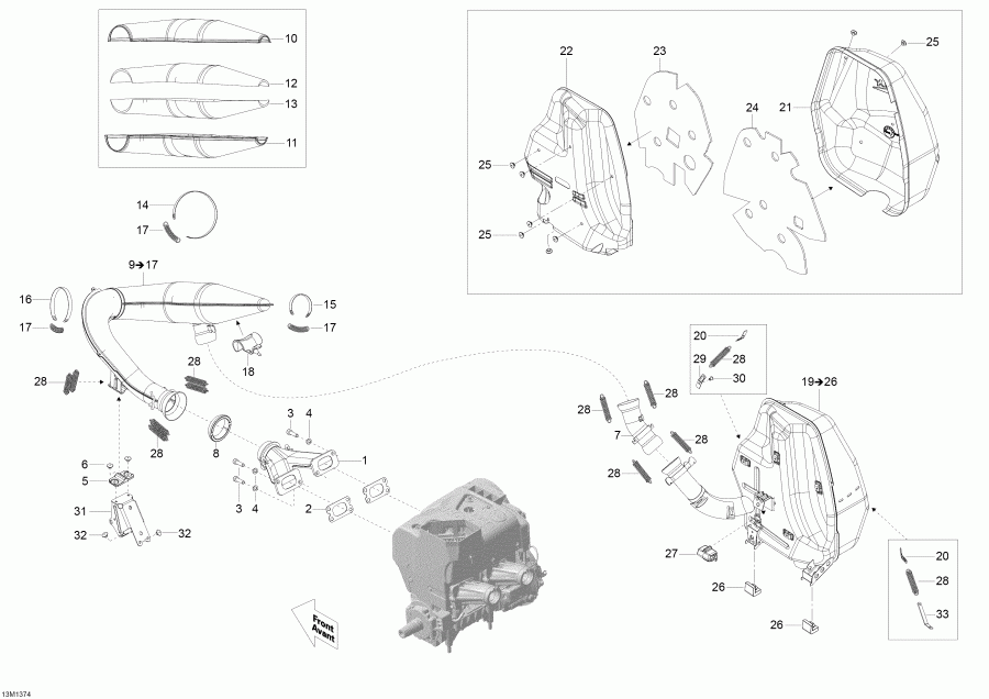  Ski-doo Skandic WT 550F XU, 2013  - Exhaust System