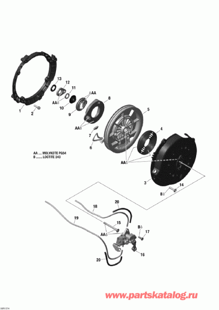 snowmobile Skidoo Skandic WT 550F XU, 2013 - Rewind Starter