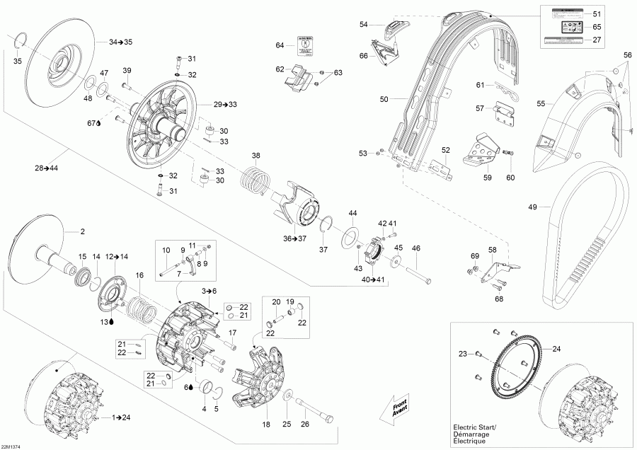 snowmobile SKIDOO Skandic WT 550F XU, 2013 - Pulley System