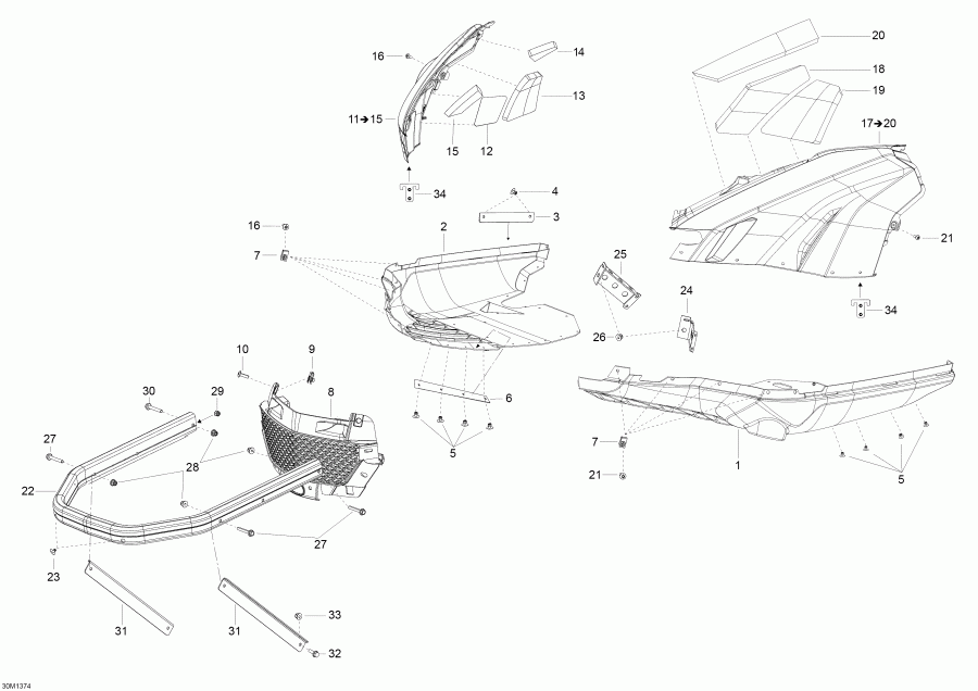  BRP SkiDoo Skandic WT 550F XU, 2013  - Bottom Pan