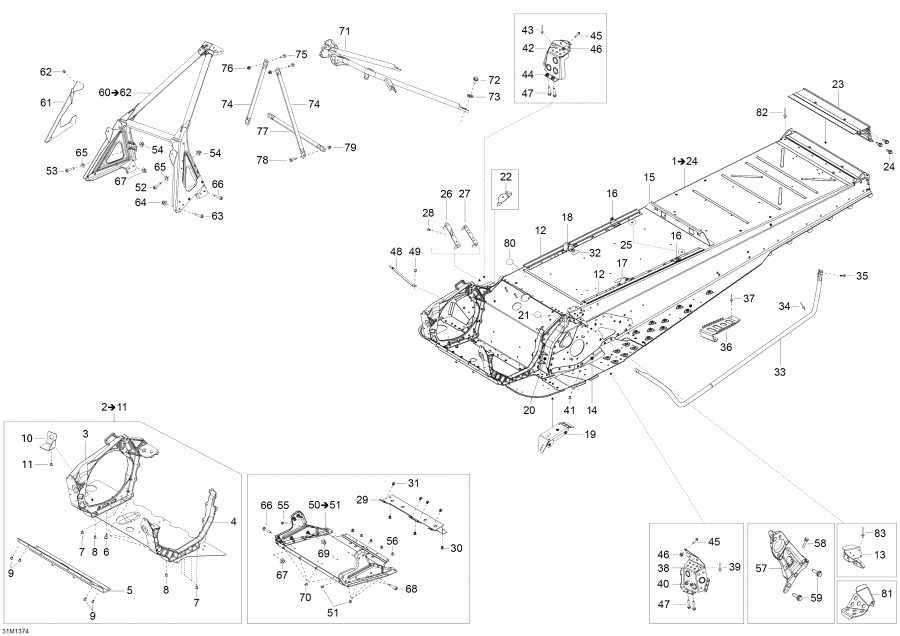 Ski-doo Skandic WT 550F XU, 2013 - Frame