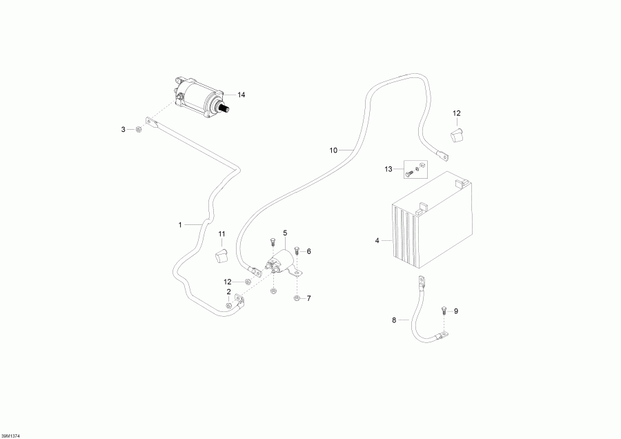  Skidoo Skandic WT 550F XU, 2013  - Battery And Starter