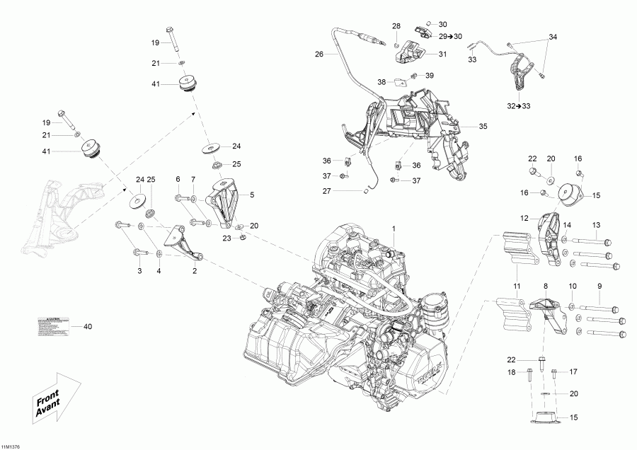 snowmobile ski-doo Skandic WT 600 ACE (4-strokes) XU, 2013 - Engine And Engine Support