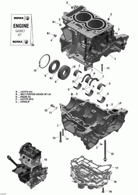 snowmobile Ski Doo Skandic WT 600 ACE (4-strokes) XU, 2013  - Engine Block