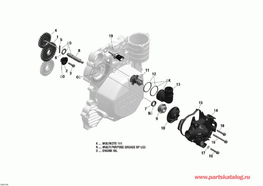 snowmobile Skidoo  Skandic WT 600 ACE (4-strokes) XU, 2013 - Engine Cooling