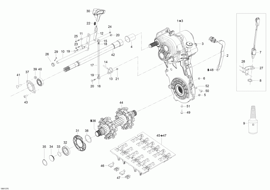 snowmobile Skidoo Skandic WT 600 ACE (4-strokes) XU, 2013 - Drive System