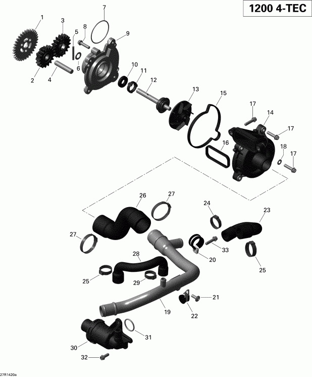 snowmobile  RENEGADE ADRENALINE 1200 4TEC XR, 2014  - Engine Cooling 1