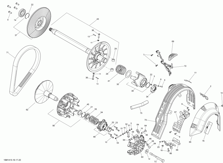 snowmobile Skidoo RENEGADE ADRENALINE 1200 4TEC XR, 2014  - Pulley System