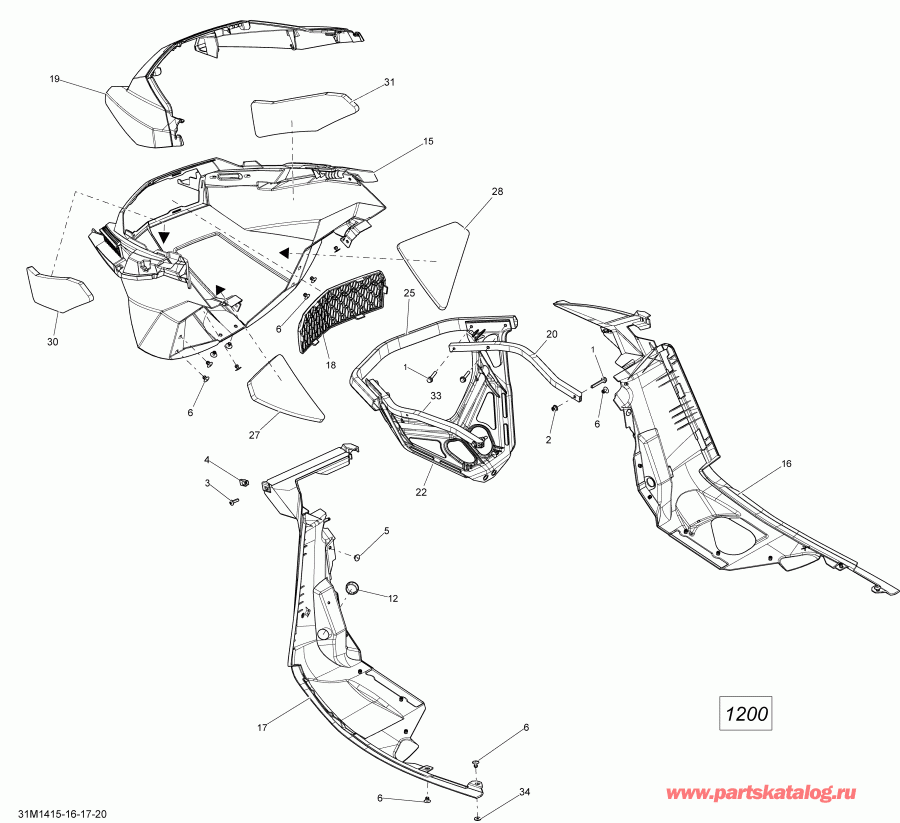 Skidoo  RENEGADE ADRENALINE 1200 4TEC XR, 2014 - Bottom Pan