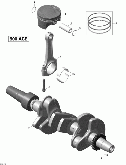 ski-doo RENEGADE ADRENALINE 900ACE XS, 2014  - Crankshaft And Pistons