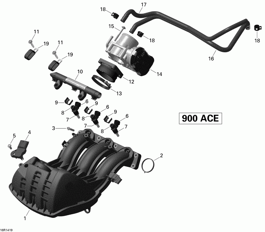 snowmobile Skidoo - Air Intake Manifold And Throttle Body