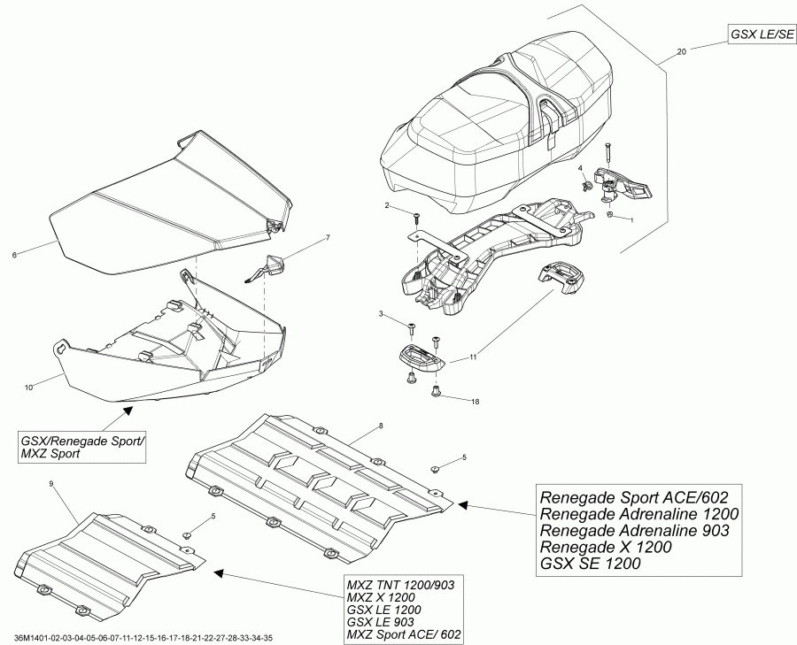  Skidoo  RENEGADE ADRENALINE 900ACE XS, 2014 - Luggage Rack