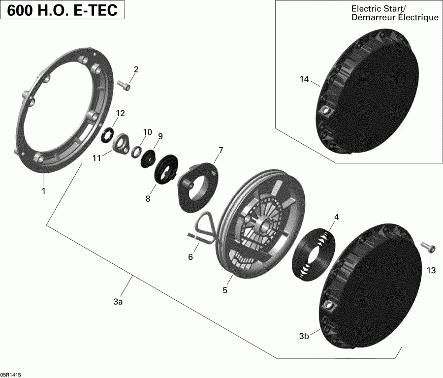   RENEGADE BACKCOUNTRY 600HOE XS, 2014  - Rewind Starter