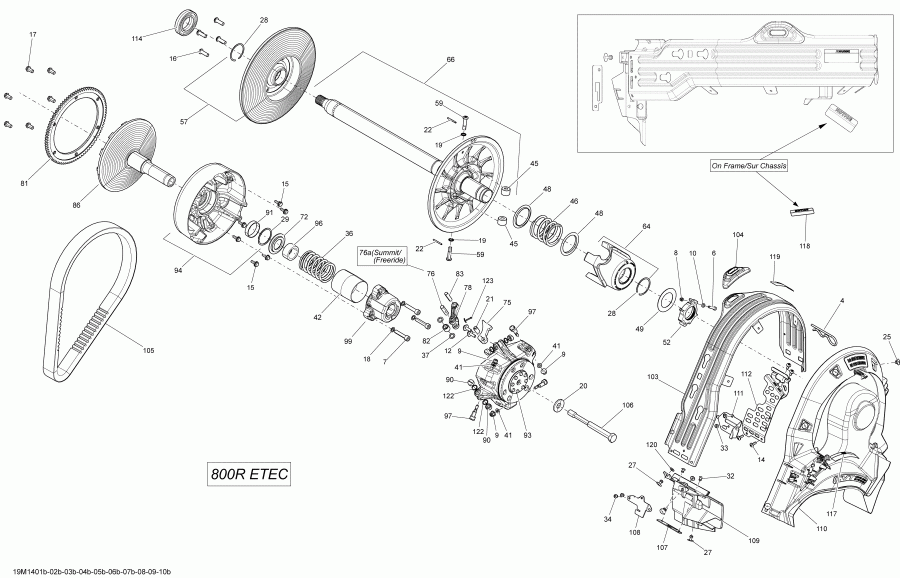  Skidoo RENEGADE BACKCOUNTRY 800RETEC XS, 2014  - Pulley System 800r Etec