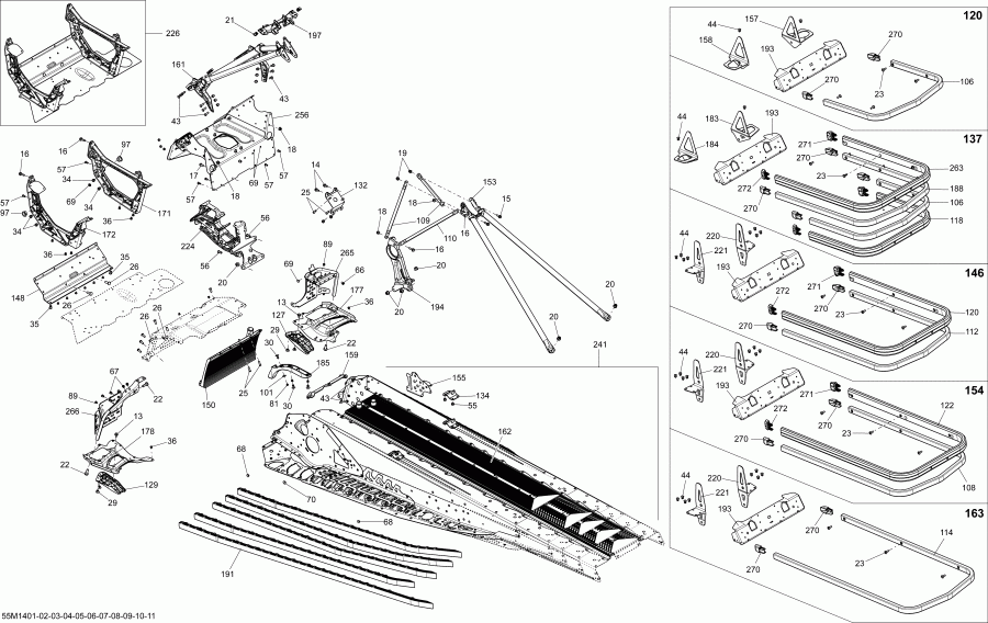  Ski Doo RENEGADE BACKCOUNTRY X 600HOE XS, 2014 - Frame And Components