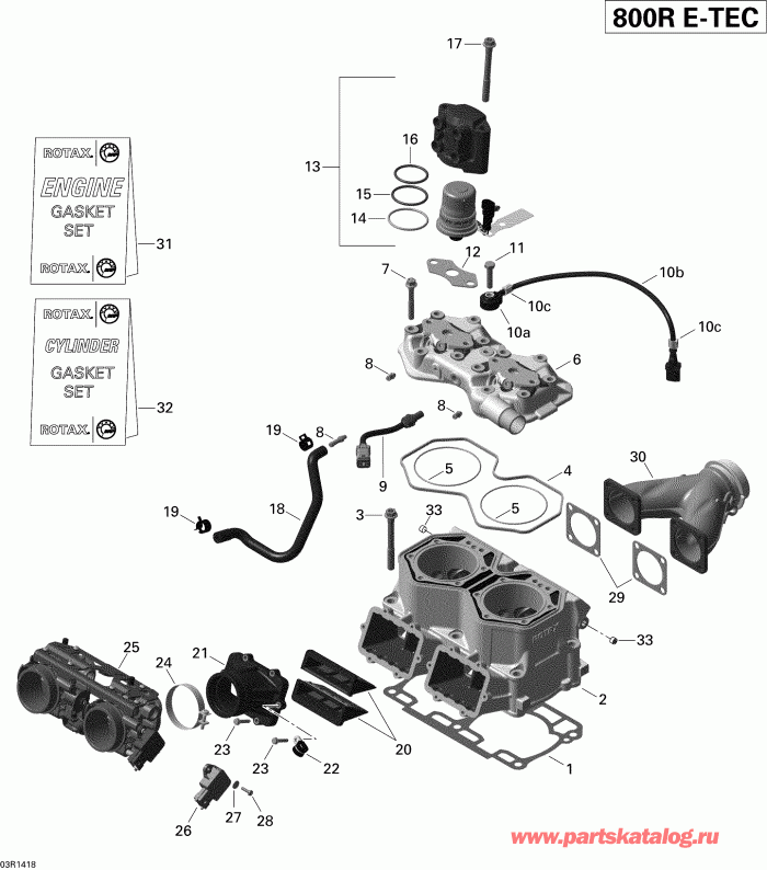  Skidoo  RENEGADE BACKCOUNTRY X 800RETEC XS, 2014 - Cylinder And Injection System