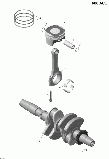 snowmobile  RENEGADE SPORT 600ACE XP, 2014  - Crankshaft And Pistons