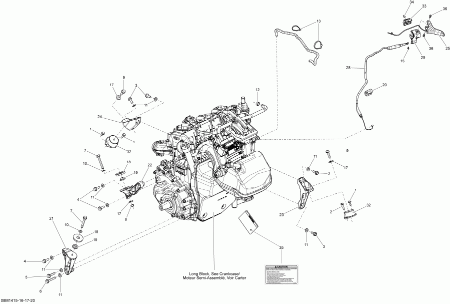  Ski Doo RENEGADE X 12004TEC XR, 2014  - Engine And Engine Support