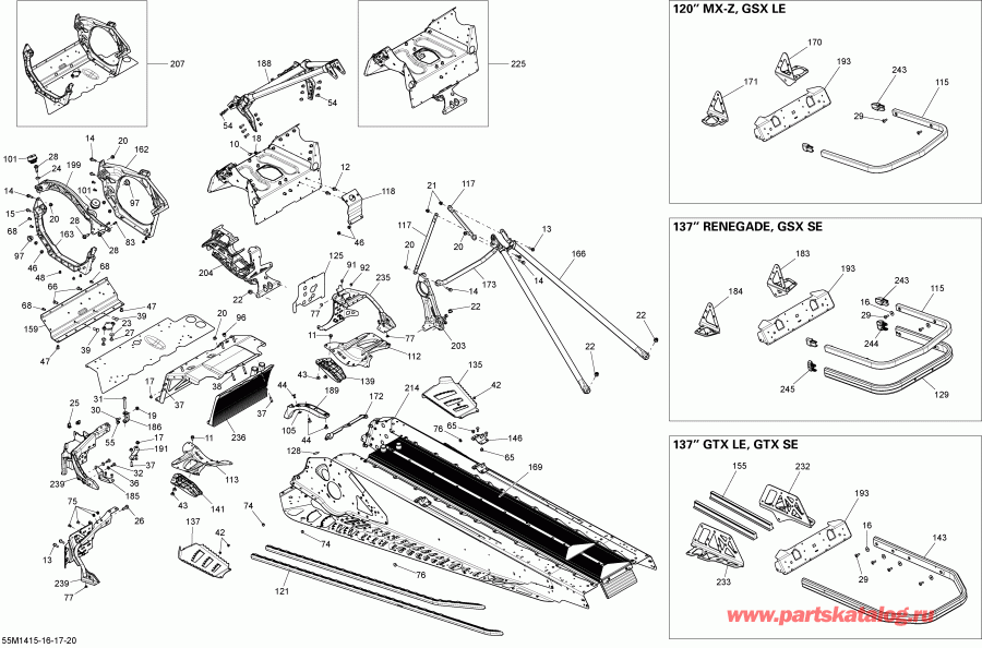 snowmobile  RENEGADE X 12004TEC XR, 2014 - Frame And Components