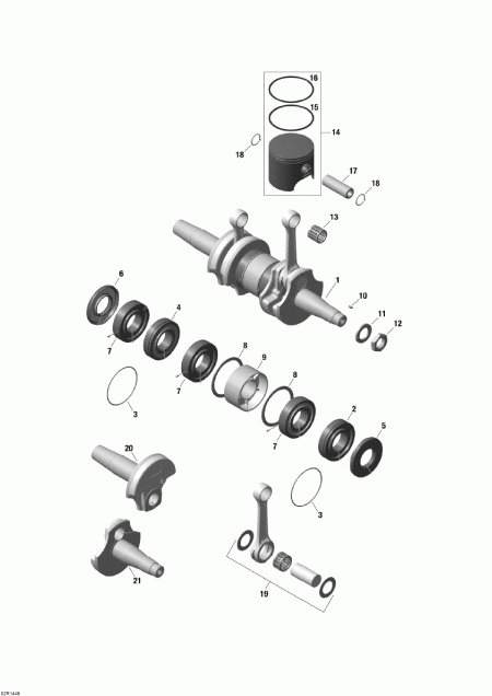 Skidoo Skandic SWT 550F XU, 2014  - Crankshaft And Pistons