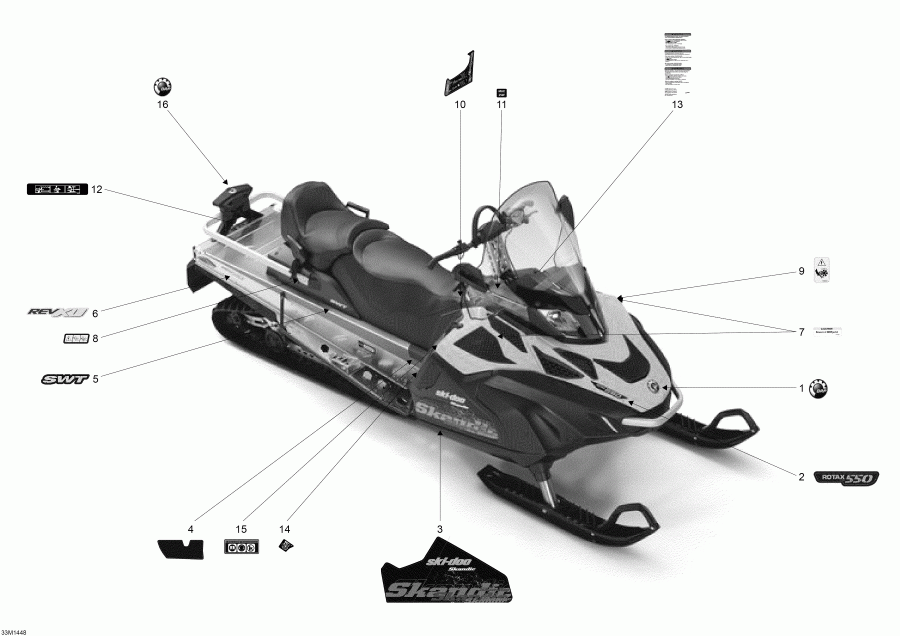 snowmobile SKIDOO  Skandic SWT 550F XU, 2014 - Decals