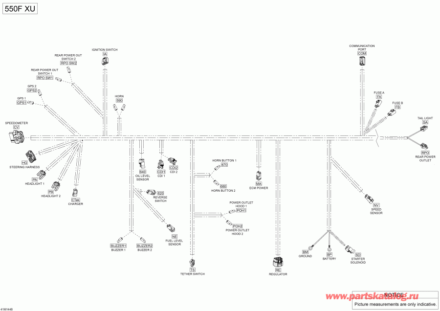  SkiDoo Skandic SWT 550F XU, 2014  - Electrical Harness