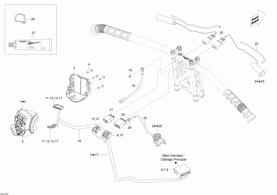  BRP SkiDoo Skandic SWT 550F XU, 2014 - Steering Wiring Harness