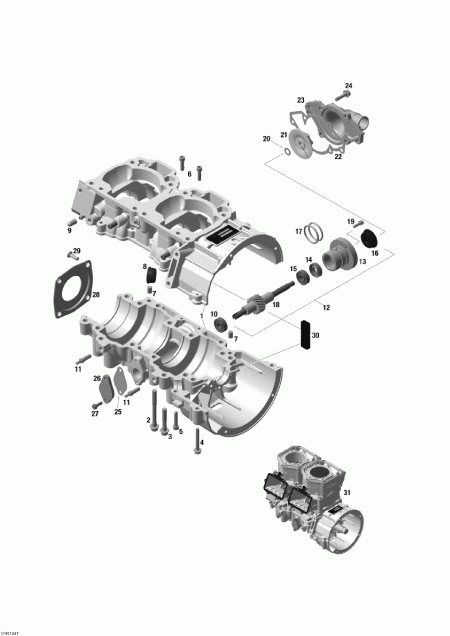 snowmobile  Skandic SWT 600HOETEC XU, 2014 - Crankcase