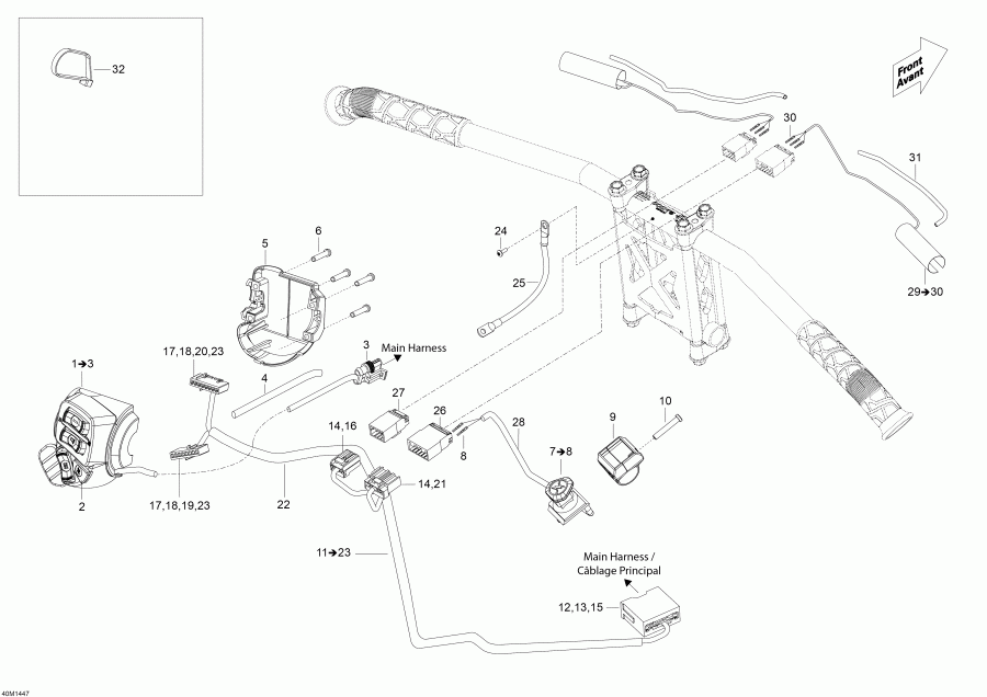 snowmobile ski-doo  Skandic SWT 600HOETEC XU, 2014 - Steering Wiring Harness