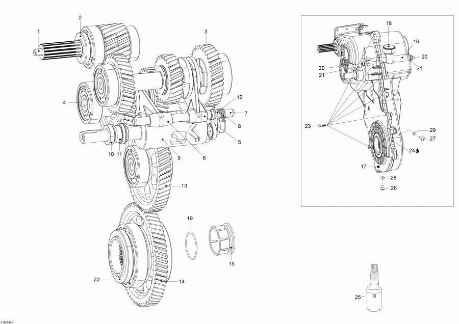 snowmobile Ski-doo Skandic WT 550F XU, 2014 - Transmission