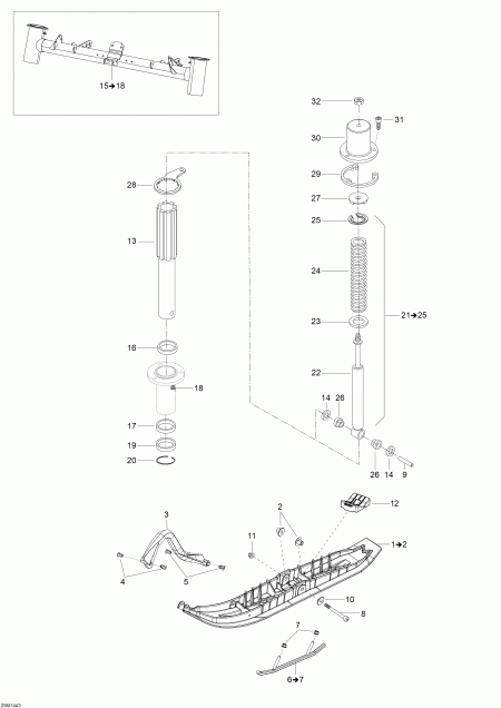 Skidoo Skandic WT 550F XU, 2014 - Front Suspension And Ski