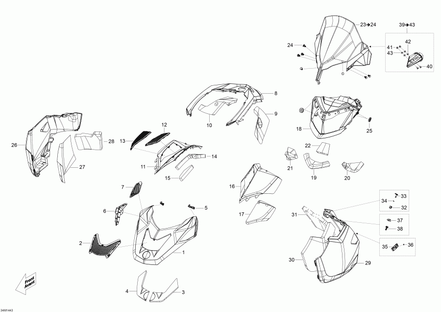  ski-doo  Skandic WT 550F XU, 2014 - Hood, Windshield And Console