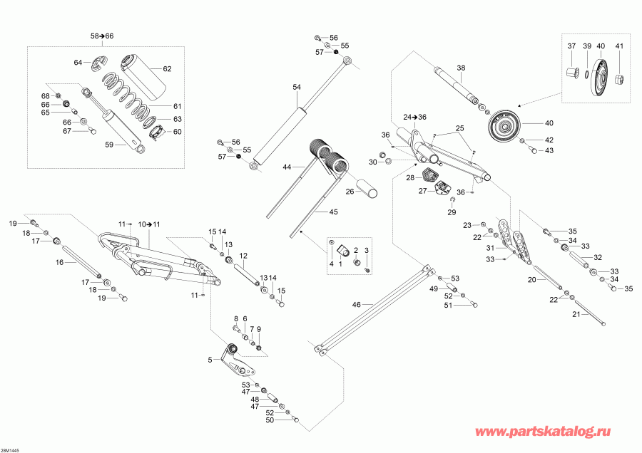 snowmobile ski-doo Skandic WT 600 ACE (4-strokes) XU, 2014  - Rear Suspension