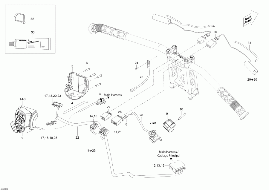 snowmobile Ski Doo ������ Skandic WT 600HOETEC XU, 2014 - Steering Wiring Harness
