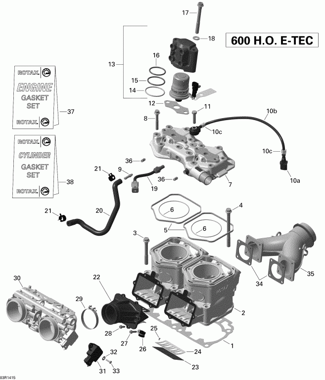  Skidoo SUMMIT SP 600HOE XM 146, 2014  - Cylinder And Injection System
