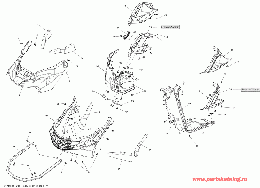 Skidoo  SUMMIT SP 800RE XM 146, 2014 - Bottom Pan