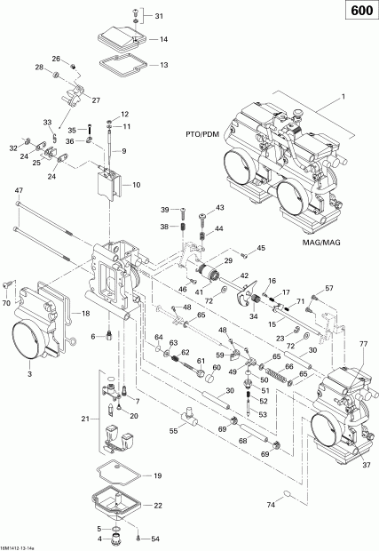 Ski Doo SUMMIT SPORT 600 XP 146, 2014  - Carburetor 600