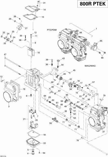 Skidoo SUMMIT SPORT 800R POWERTEK XP 154, 2014  - Carburetor 800rptek