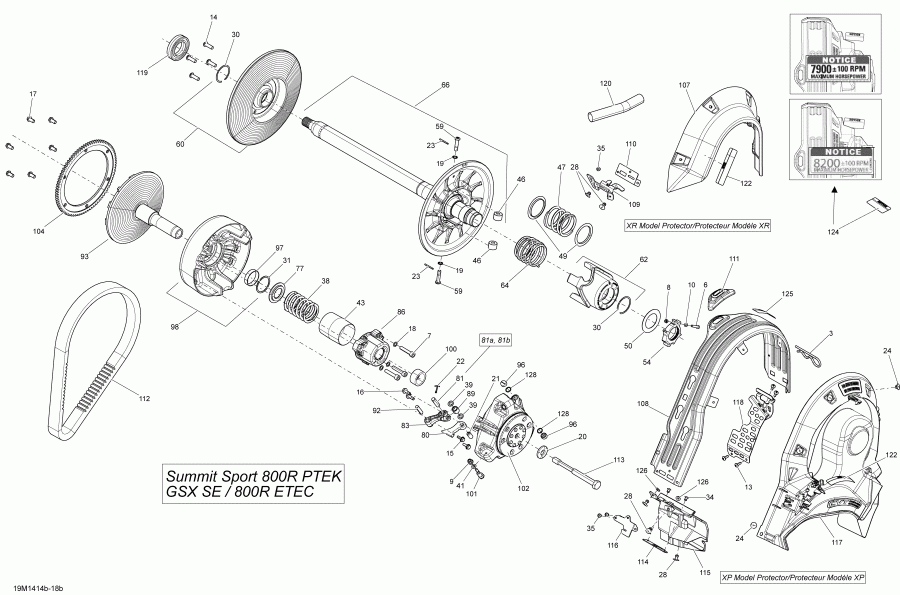  ski-doo  SUMMIT SPORT 800R POWERTEK XP 154, 2014 -  System 800r Ptek