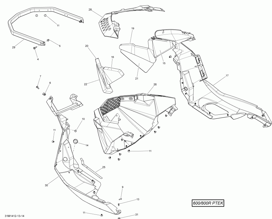 snowmobile   SUMMIT SPORT 800R POWERTEK XP 154, 2014 - Bottom Pan