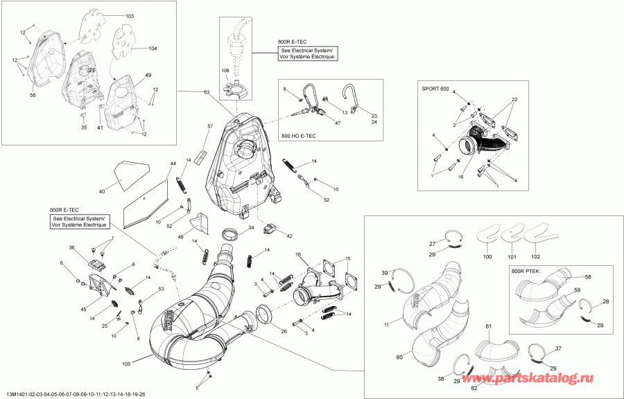  SUMMIT X 800RE XM 146, 2014 - Exhaust System