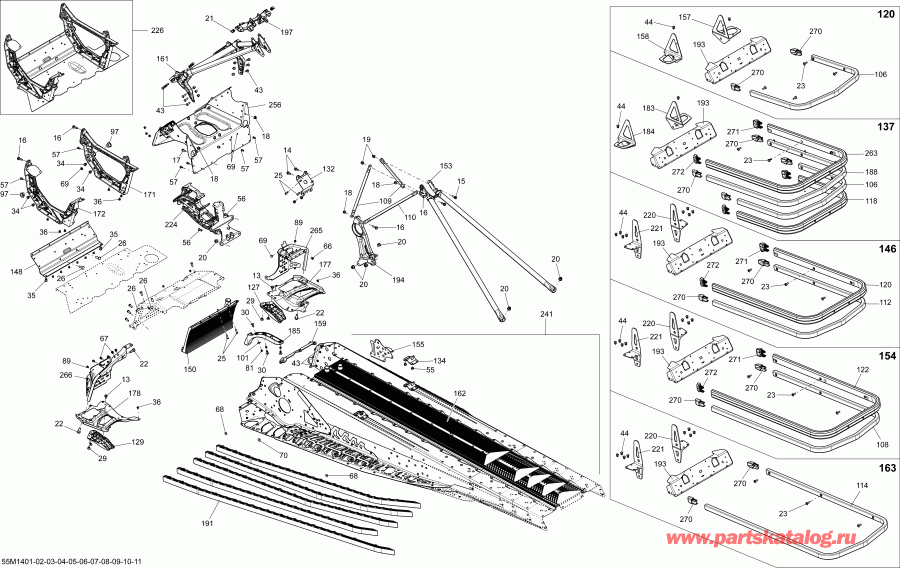 snowmobile  SUMMIT X 800RE XM 146, 2014 - Frame And Components