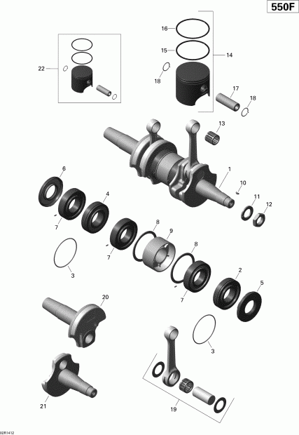 ��������  TUNDRA LT 550F XP, 2014 - Crankshaft And Pistons