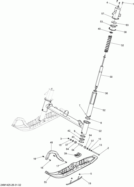  SkiDoo TUNDRA LT 550F XP, 2014 - Front Suspension And Ski