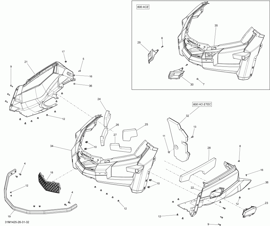  Ski Doo TUNDRA LT 550F XP, 2014  - Bottom Pan