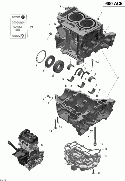snowmobile Skidoo TUNDRA SPORT 600ACE XP, 2014 - Engine Block