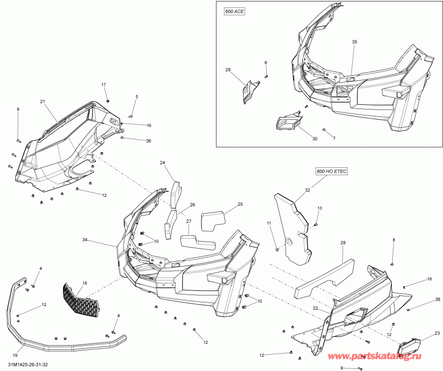 snowmobile Skidoo TUNDRA SPORT 600ACE XP, 2014 - Bottom Pan