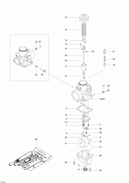 snowmobile SkiDoo TUNDRA WT 550F RER XU, 2014  - Carburetor